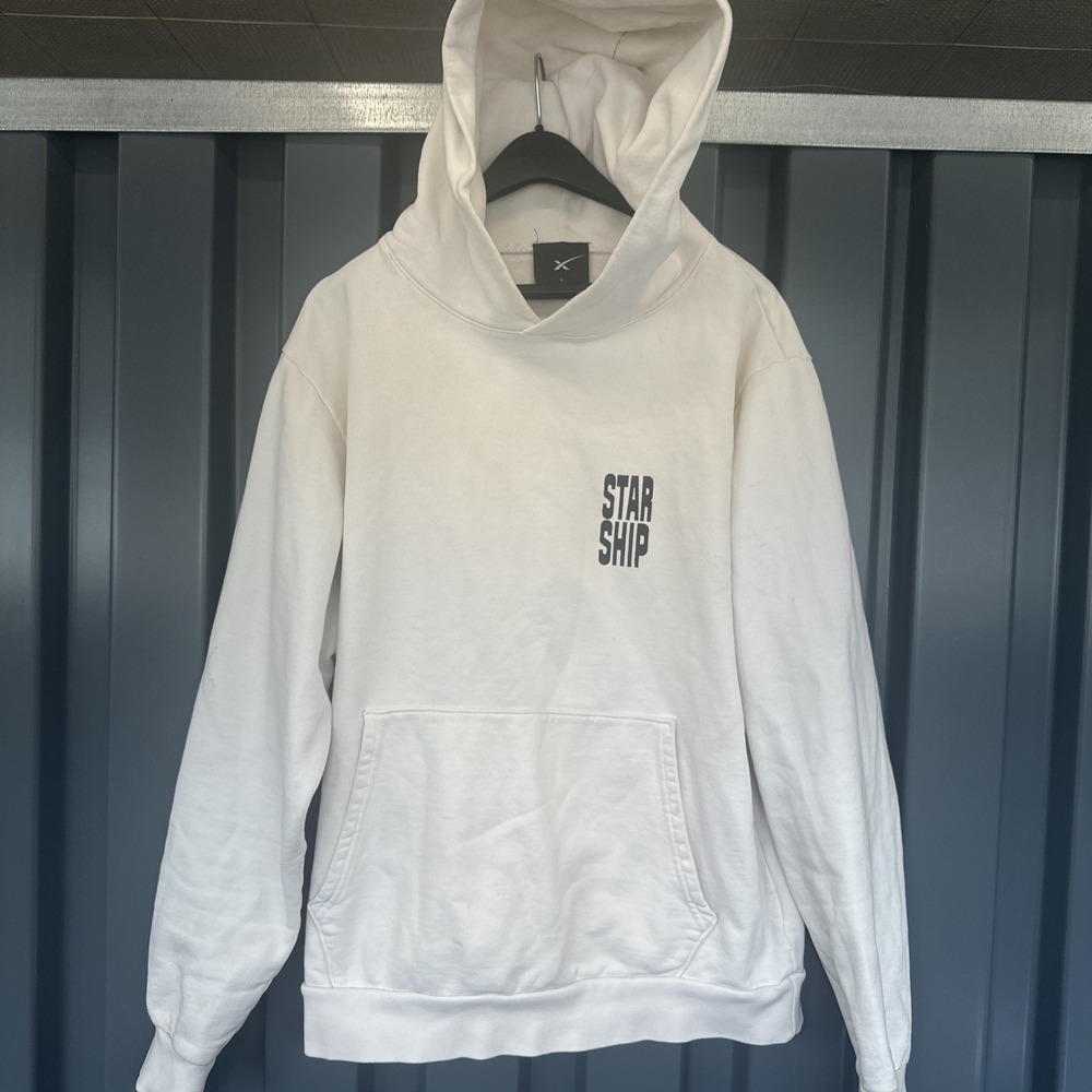 Official SpaceX Starship Schematics Hoodie Size Large Cream Pullover Sweatshirt